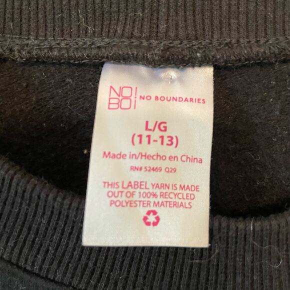 WARRIOR spell out No Boundaries L (11-13) black white long sleeve crop top cozy - Picture 4 of 7